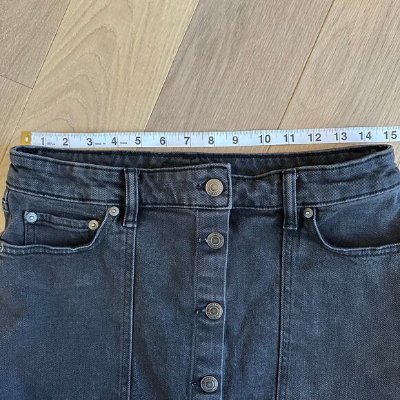 Lauren Ralph Lauren Button Down Black Denim Skirt Knee Length Midi Size 8 - Picture 5 of 8